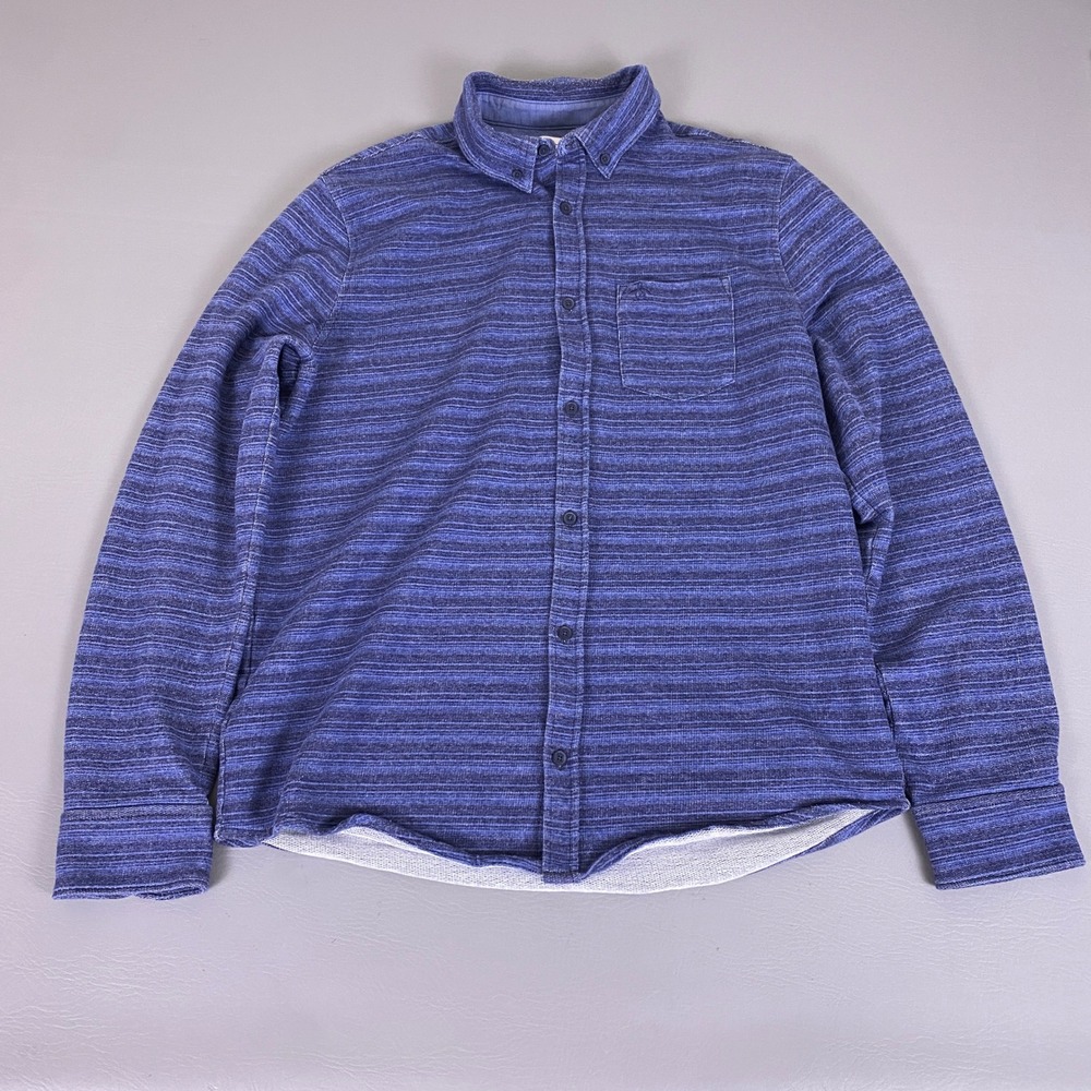 Original Penguin Shirt Button Down Men's Size Large L Blue Space Dye Knit Cotton